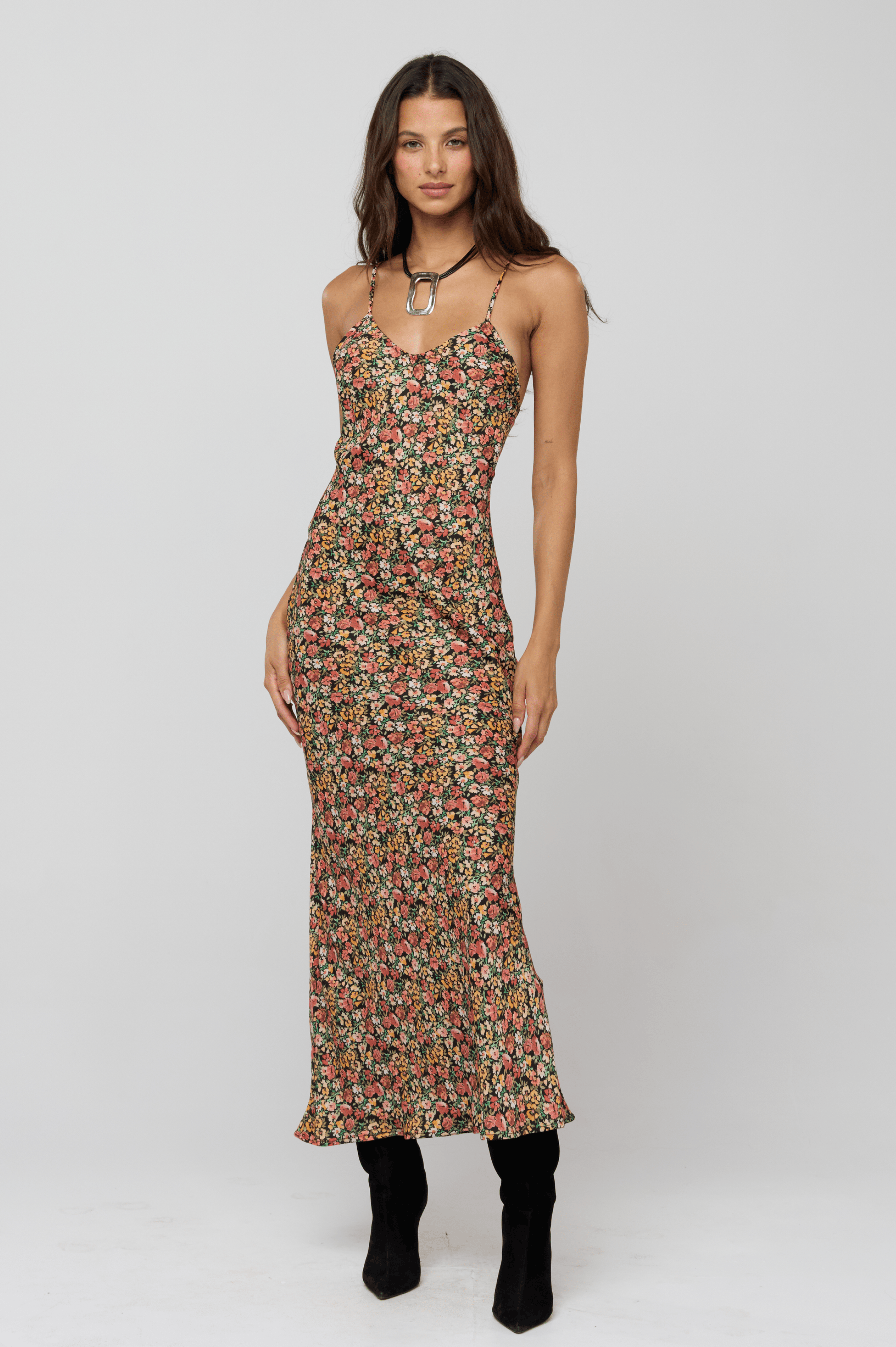 This is an image of Micah Dress in Fig - RESA featuring a model wearing the dress