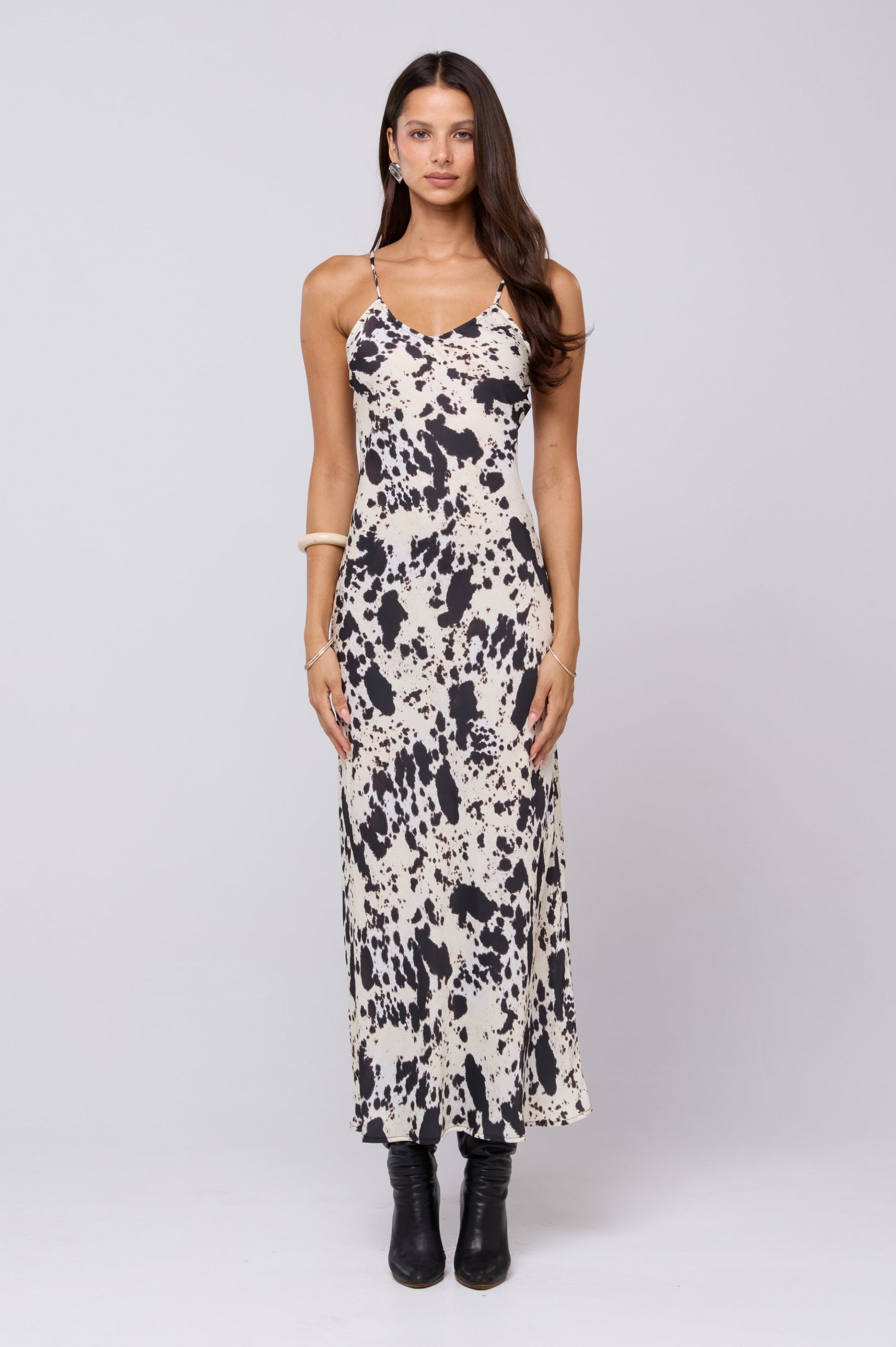 This is an image of Micah Dress in Hide - RESA featuring a model wearing the dress