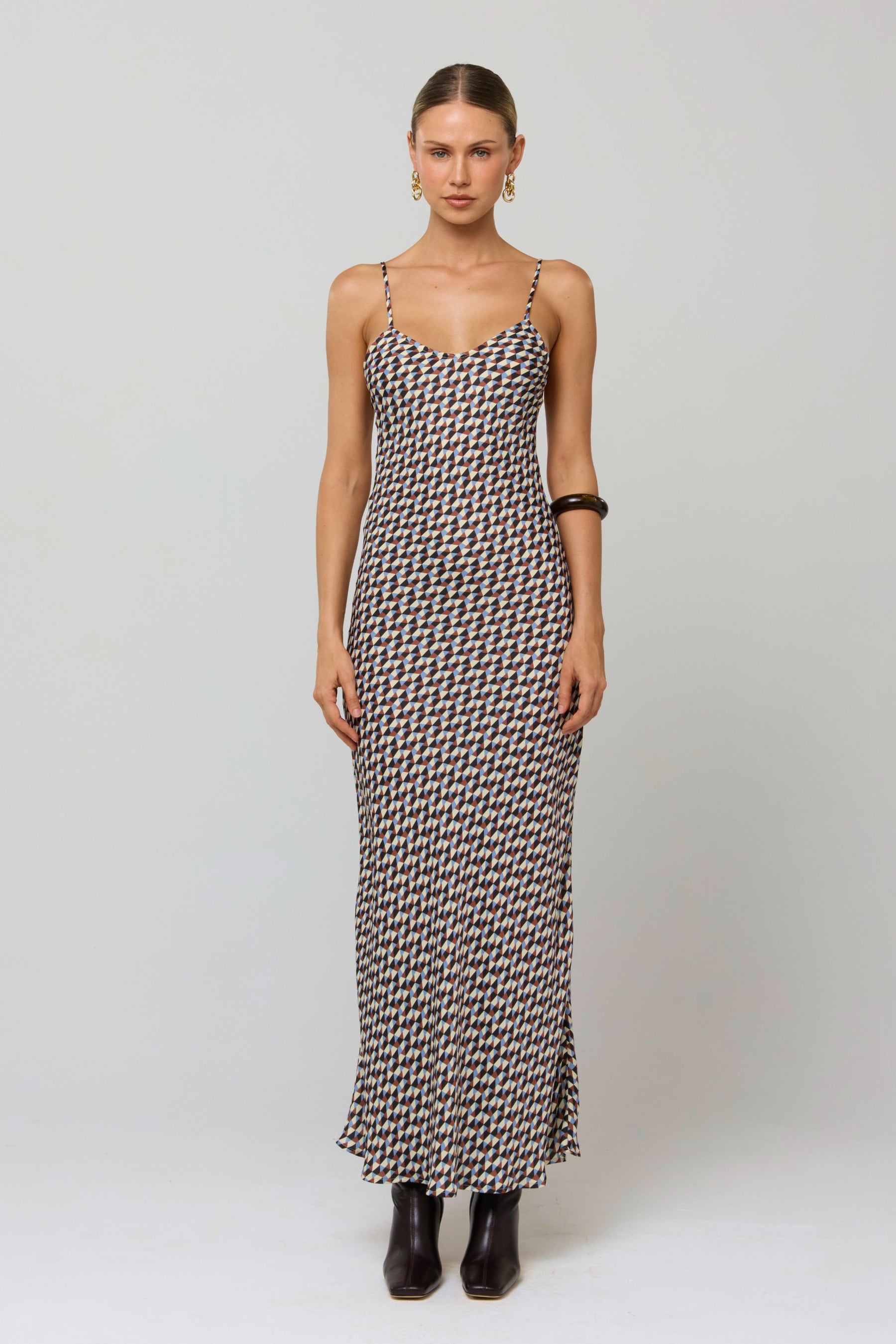 This is an image of Micah Dress in Mosaic - RESA featuring a model wearing the dress