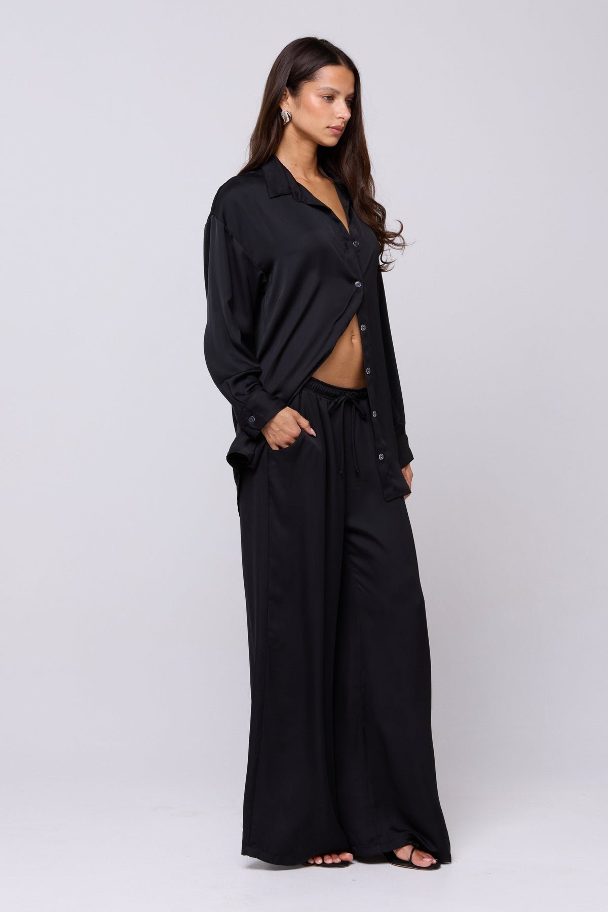 This is an image of Miley Set in Black - RESA featuring a model wearing the dress