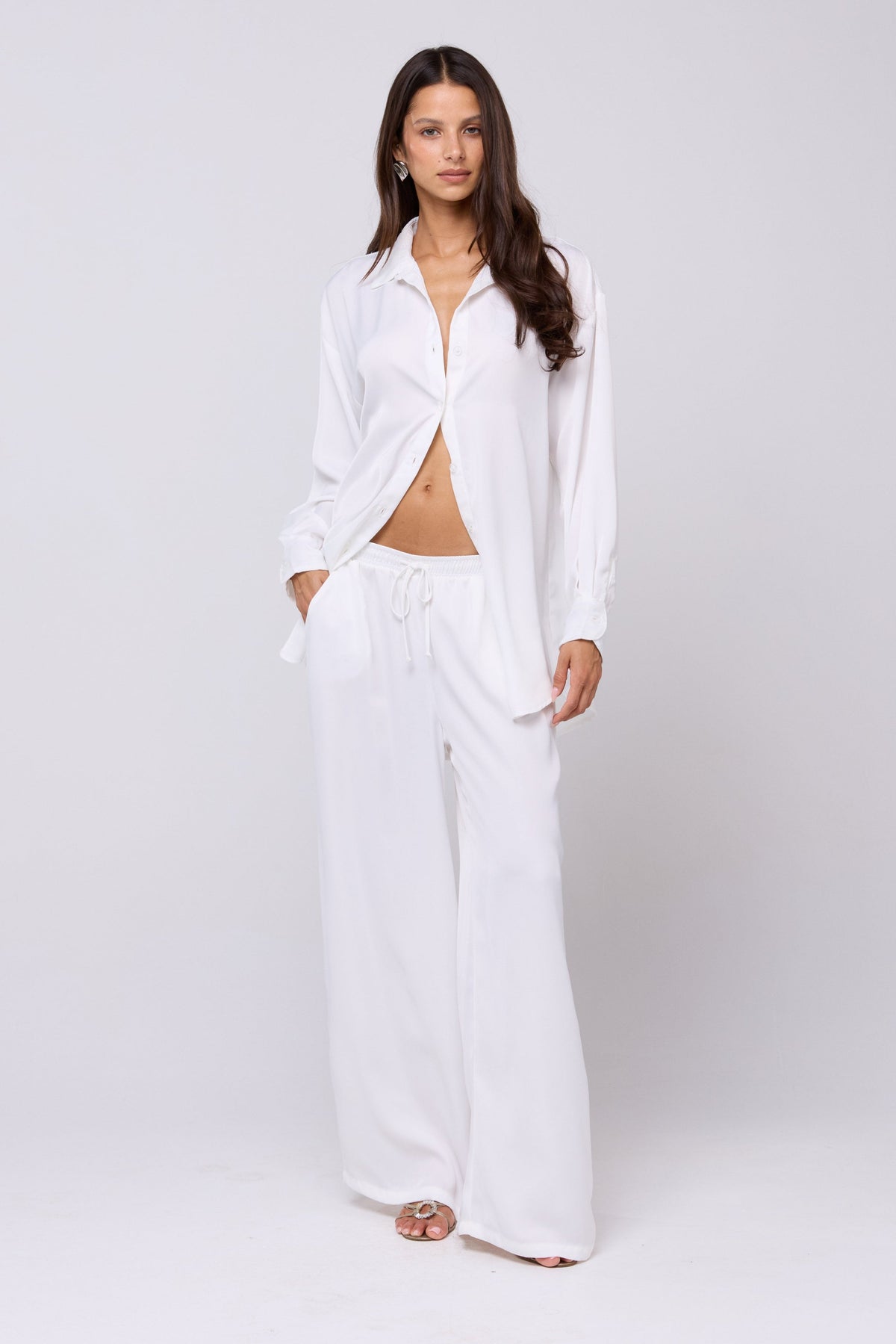 This is an image of Miley Set in White - RESA featuring a model wearing the dress