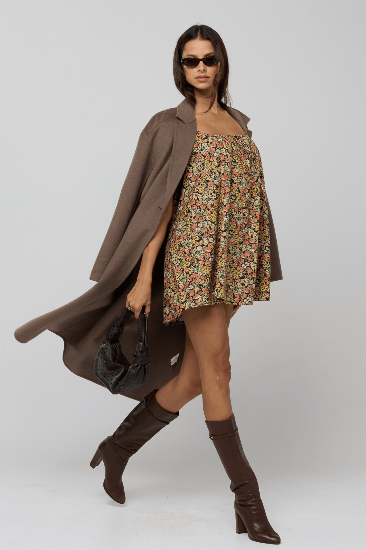 This is an image of Mini Moo Dress in Fig - RESA featuring a model wearing the dress