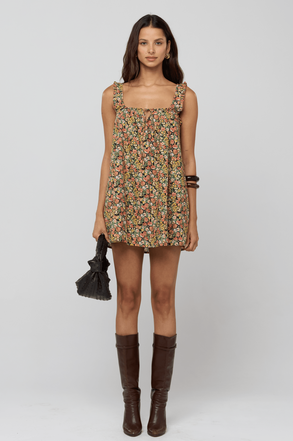 This is an image of Mini Moo Dress in Fig - RESA featuring a model wearing the dress