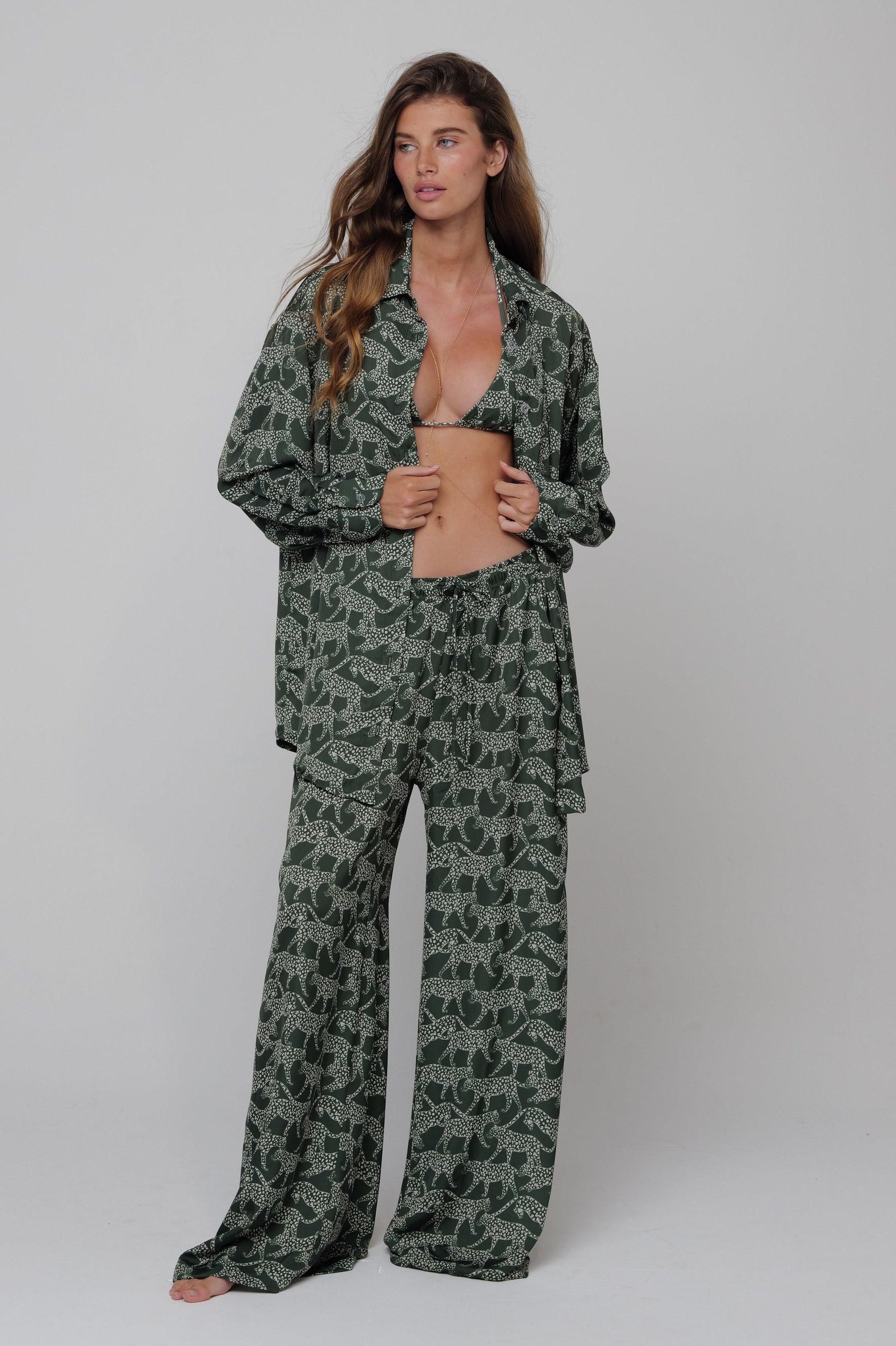 This is an image of Monica Blouse in Puma - RESA featuring a model wearing the dress