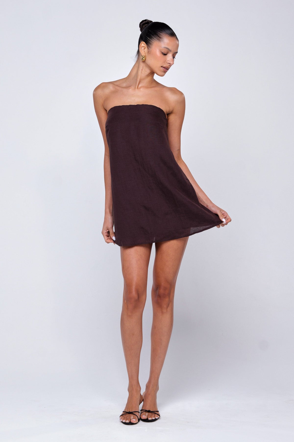 TILLY BROWN LINEN MINI DRESS