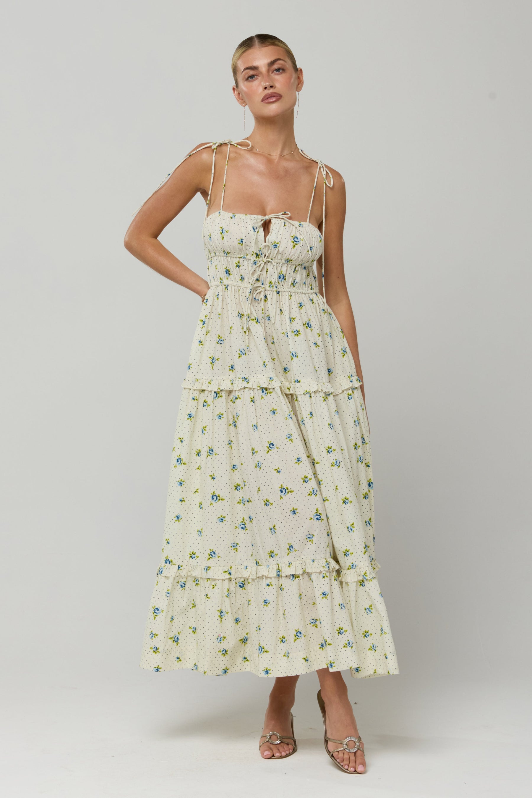 Olivia Dress in Cotton Bluebell