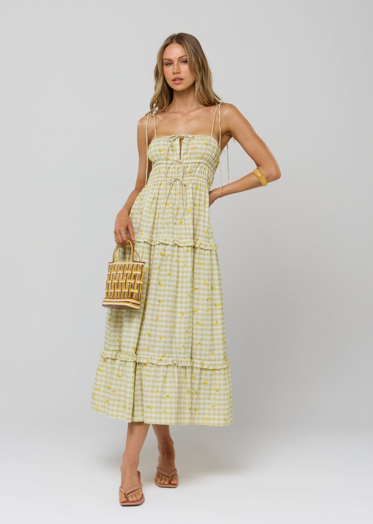 This is an image of Olivia Dress in Cotton Zest - RESA featuring a model wearing the dress