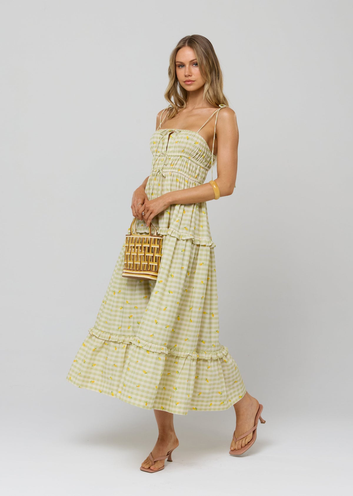 This is an image of Olivia Dress in Cotton Zest - RESA featuring a model wearing the dress