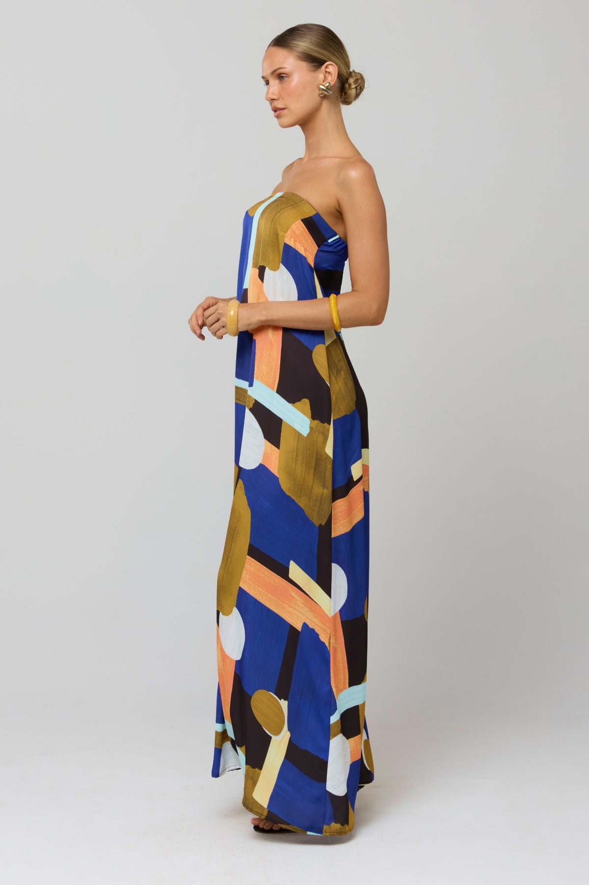 This is an image of Ophelia Maxi Dress in Deco - RESA featuring a model wearing the dress