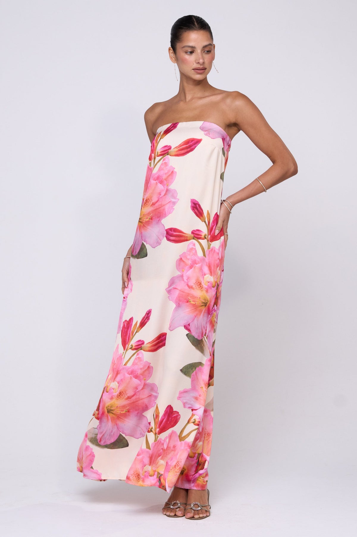 This is an image of Ophelia Maxi Dress in Lily - RESA featuring a model wearing the dress