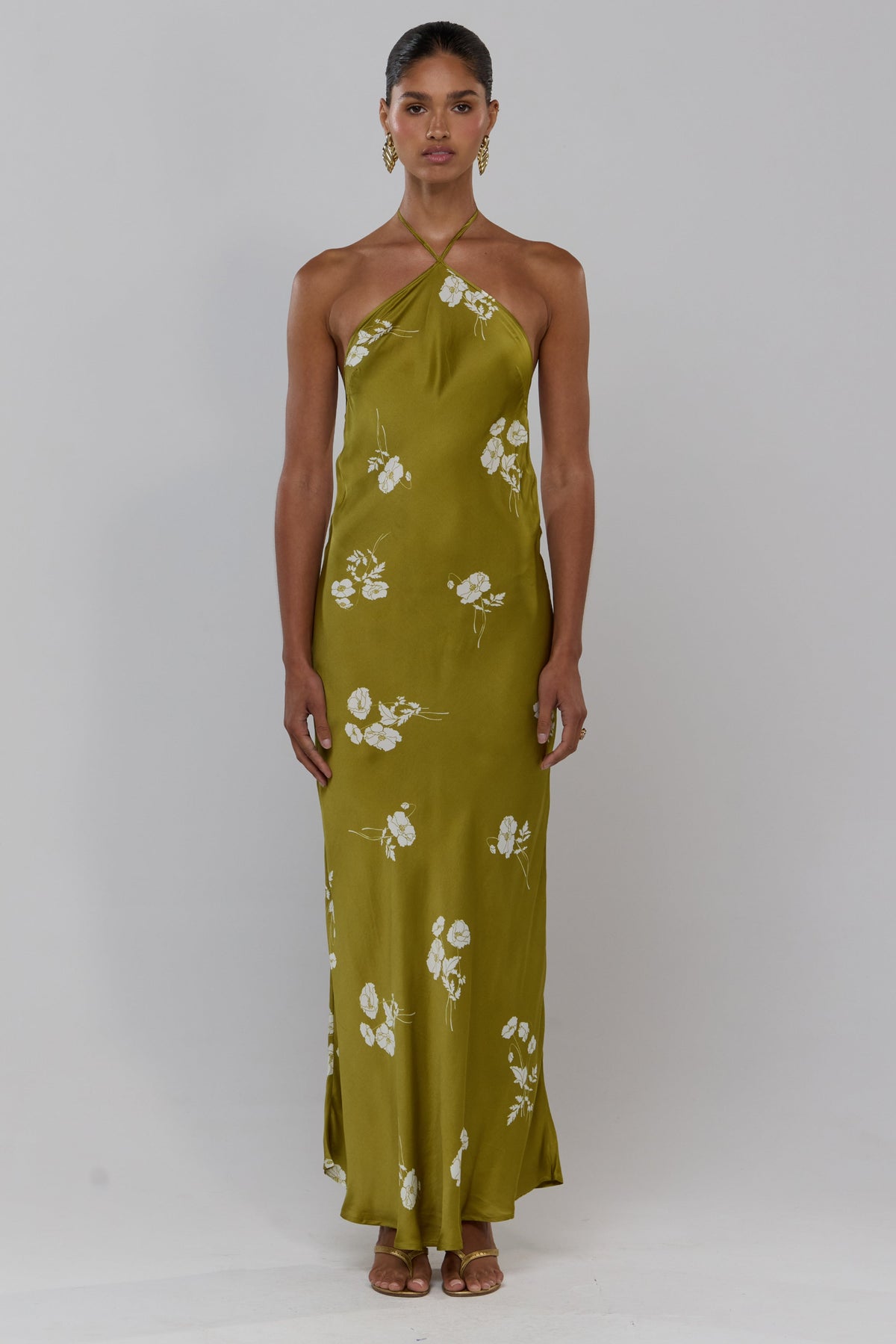 This is an image of Pam in Moss - RESA featuring a model wearing the dress