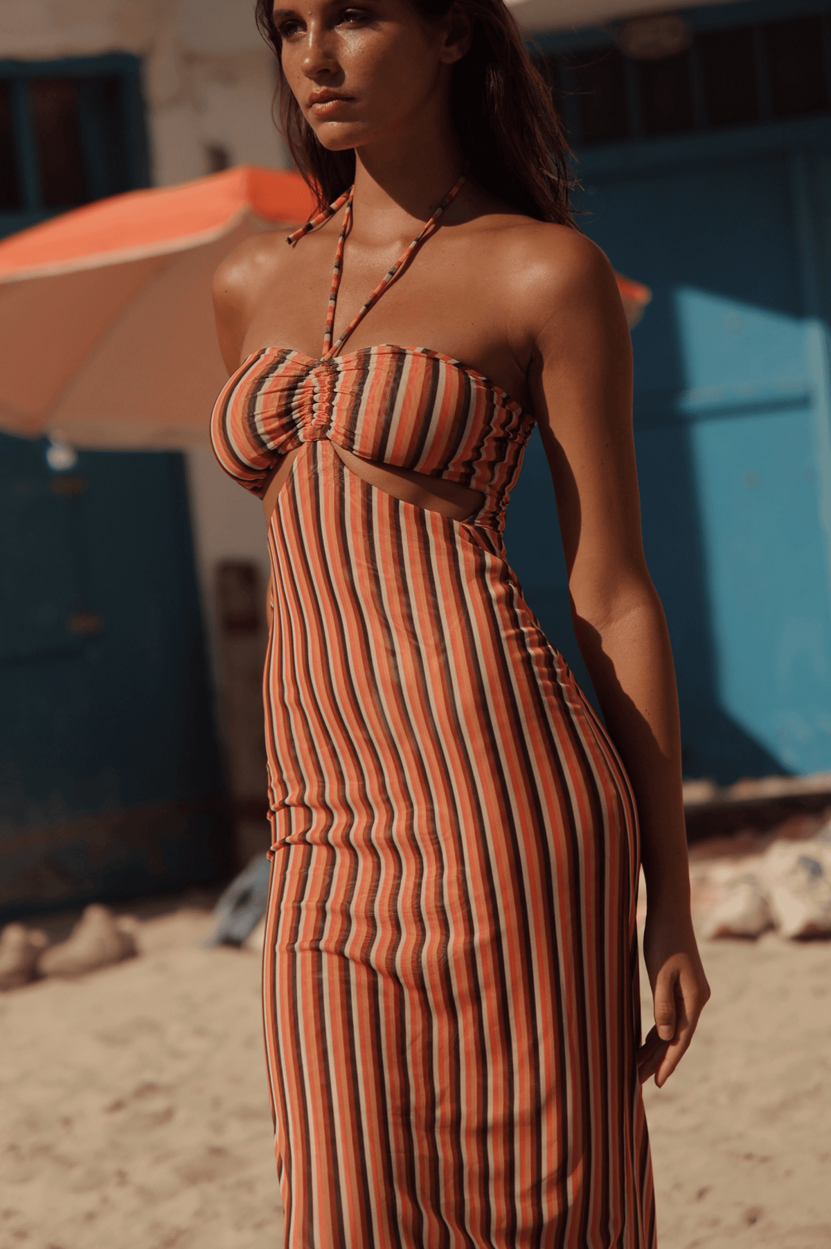 This is an image of Phoebe Dress in Studio 54 - RESA featuring a model wearing the dress