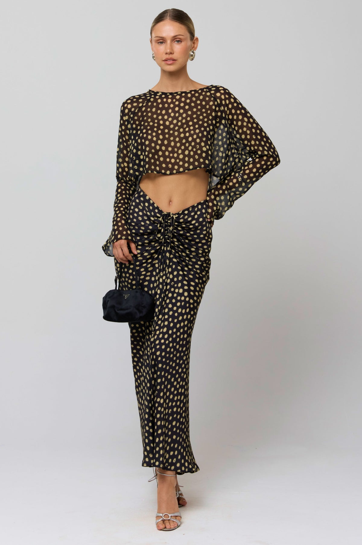 This is an image of Piper Crop Top in Celeste - RESA featuring a model wearing the dress