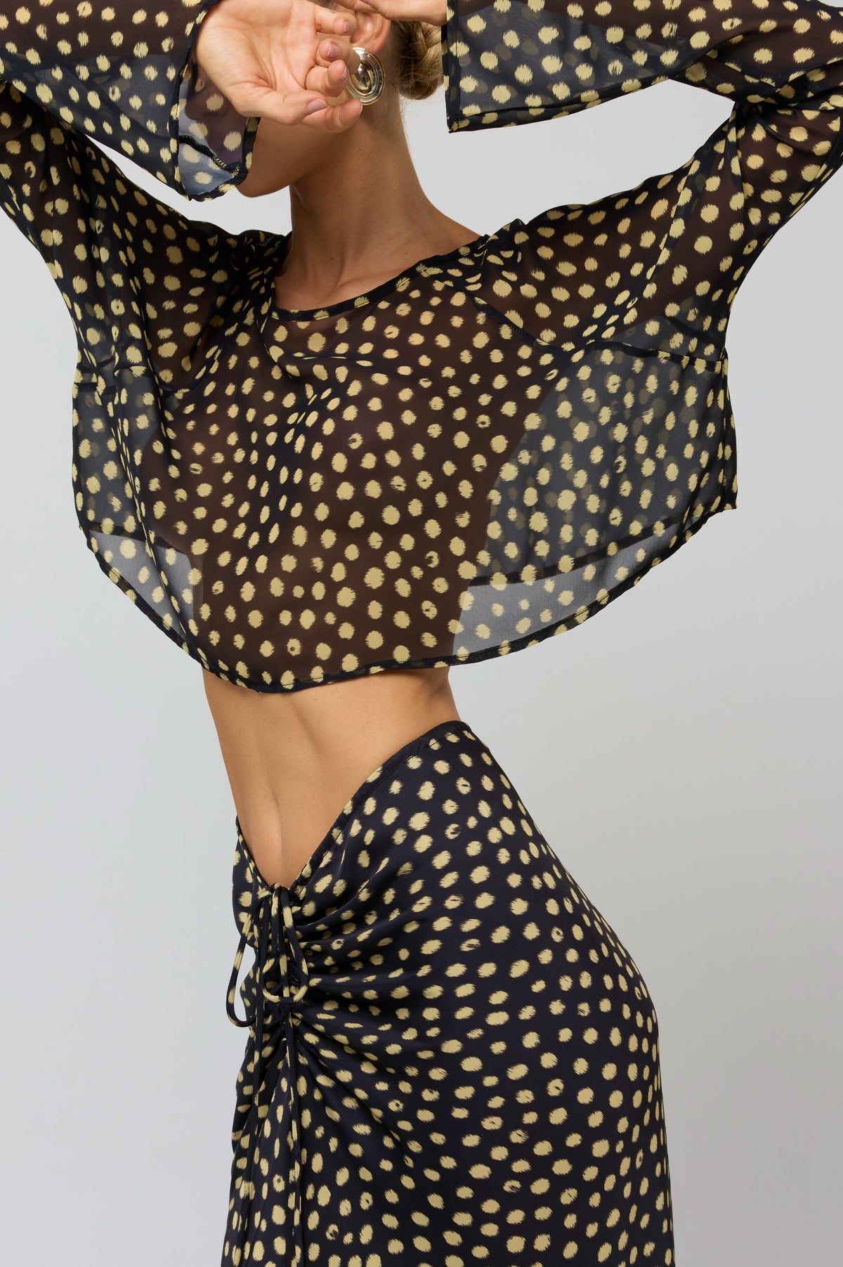 This is an image of Piper Crop Top in Celeste - RESA featuring a model wearing the dress