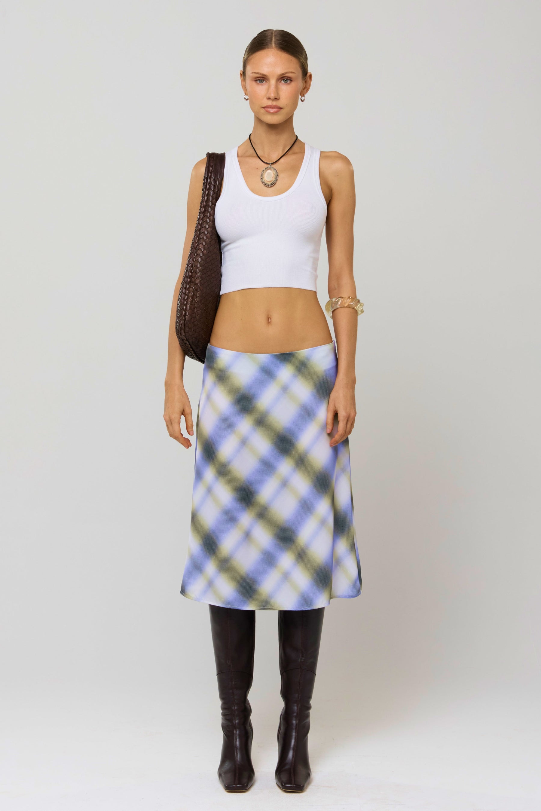 This is an image of Rachel Skirt in Blur - RESA featuring a model wearing the dress