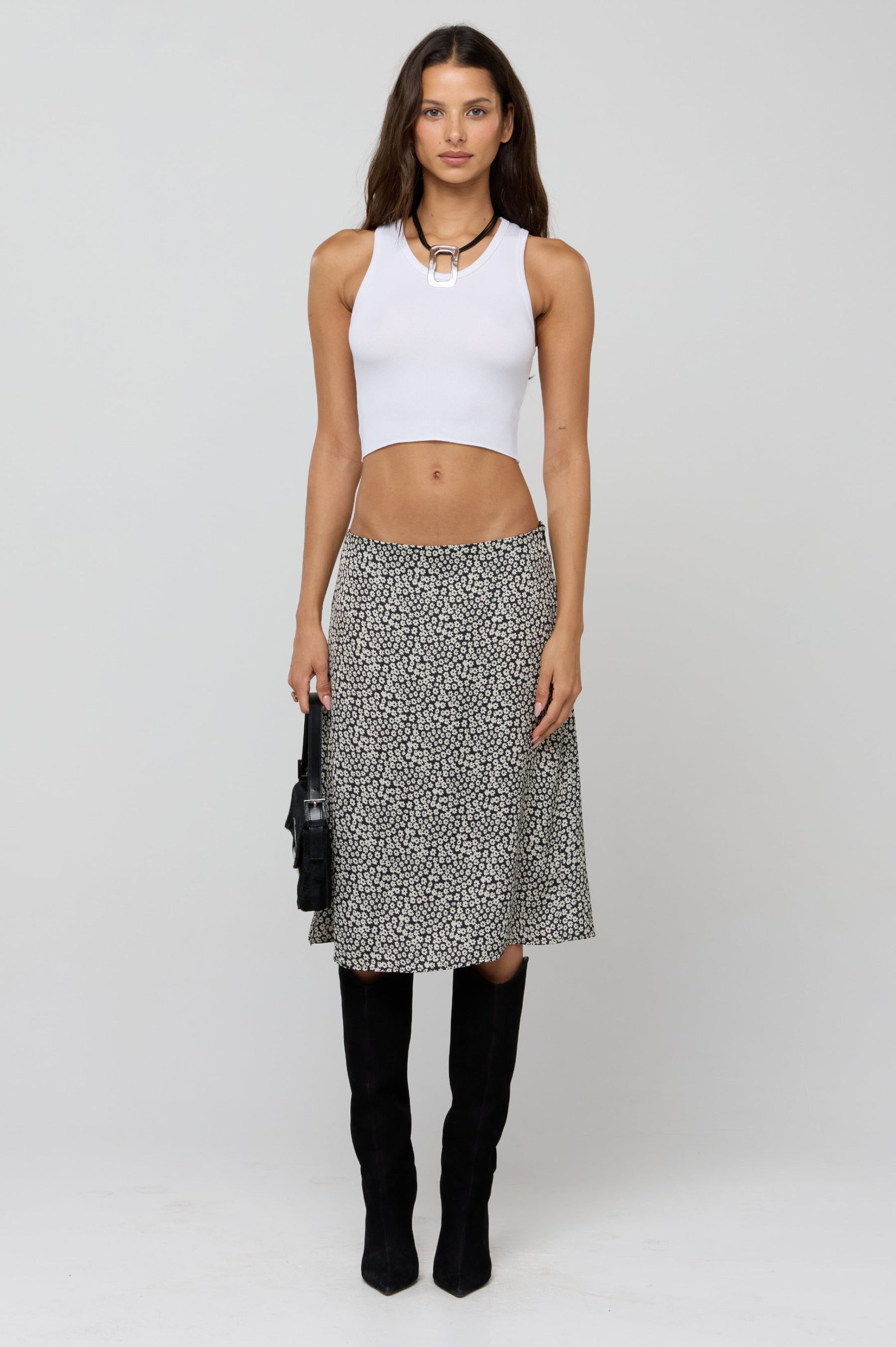 This is an image of Rachel Skirt in Flores - RESA featuring a model wearing the dress