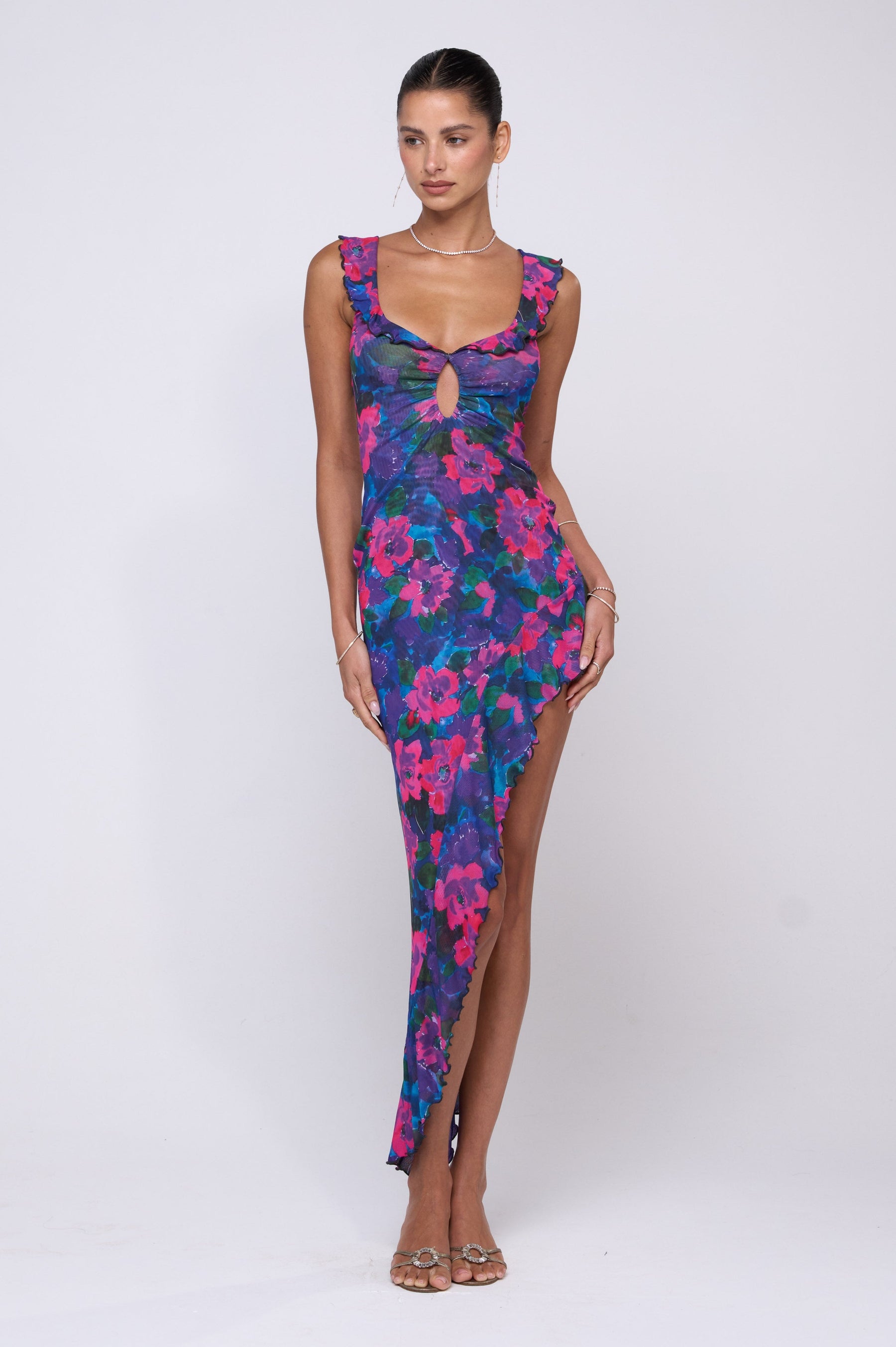 This is an image of Rhonda Dress in Lanai - RESA featuring a model wearing the dress