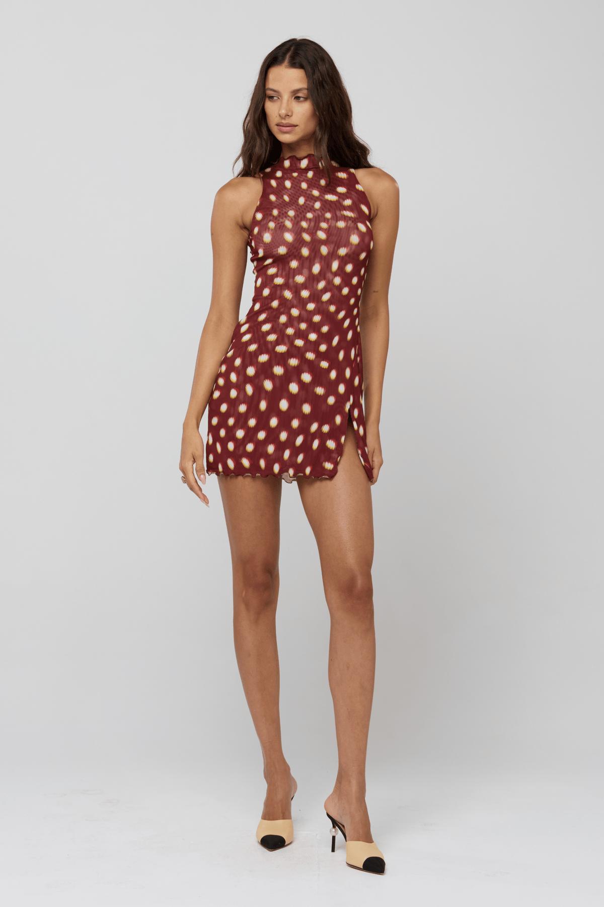 This is an image of Savannah Mini in Spice - RESA featuring a model wearing the dress