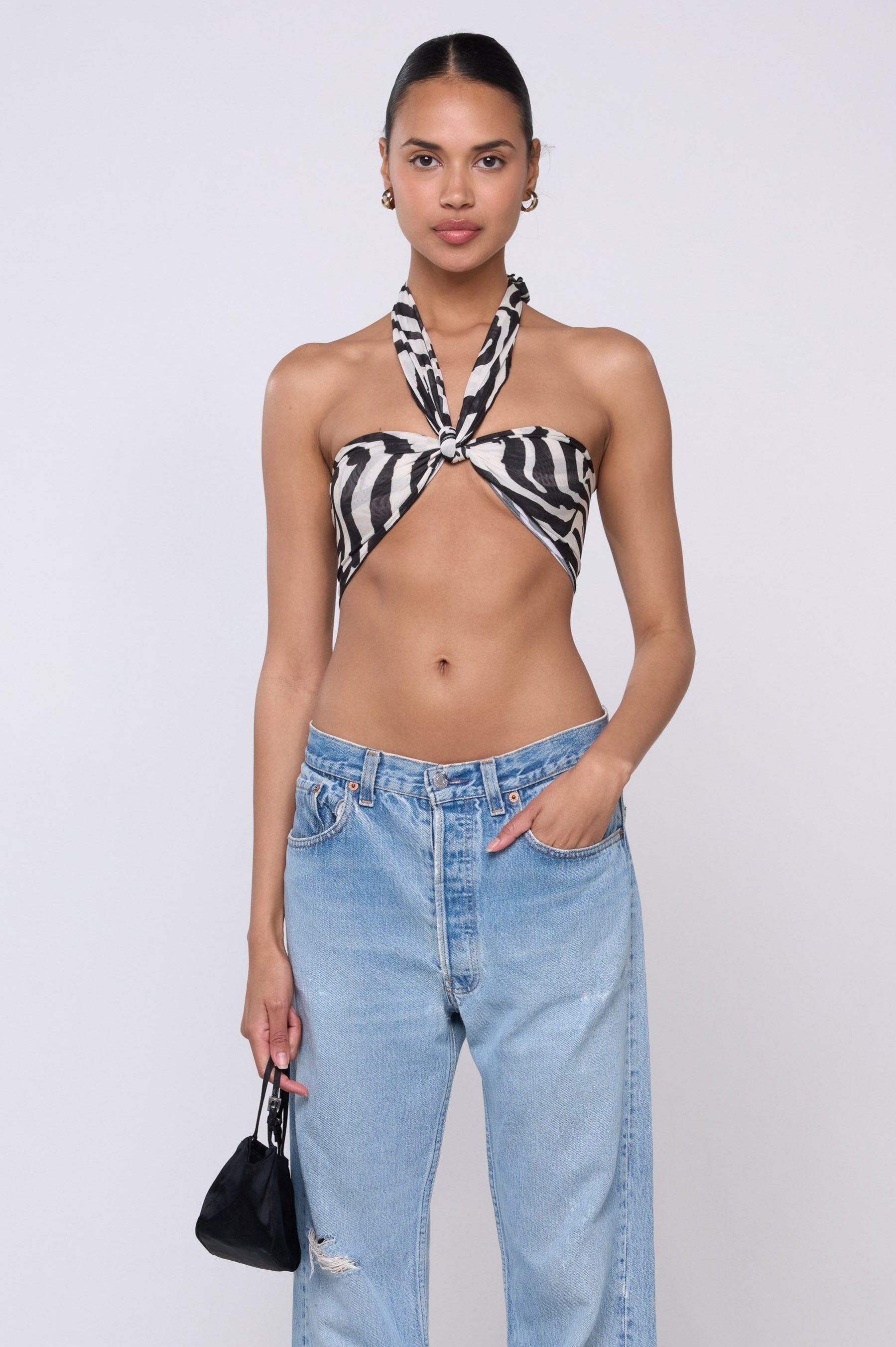 This is an image of Scarf Top in Tigris - RESA featuring a model wearing the dress