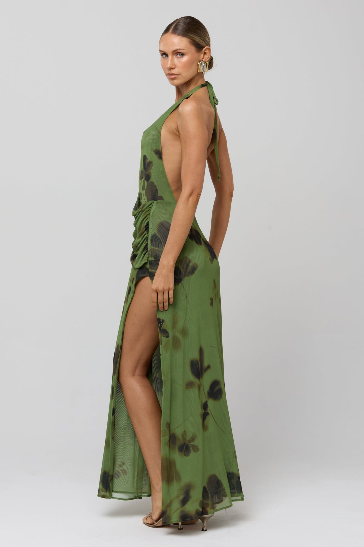 This is an image of Scarlett Dress in Evergreen - RESA featuring a model wearing the dress