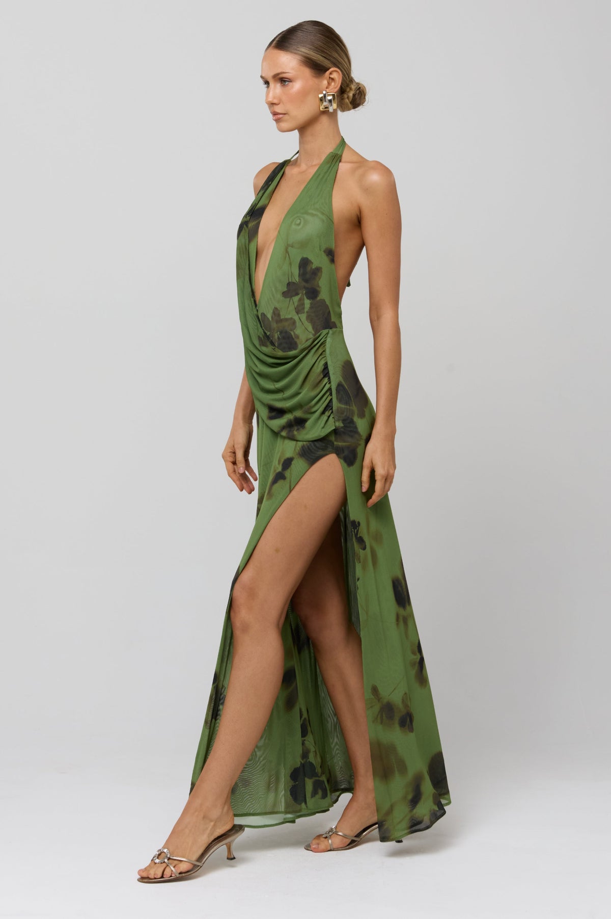 This is an image of Scarlett Dress in Evergreen - RESA featuring a model wearing the dress