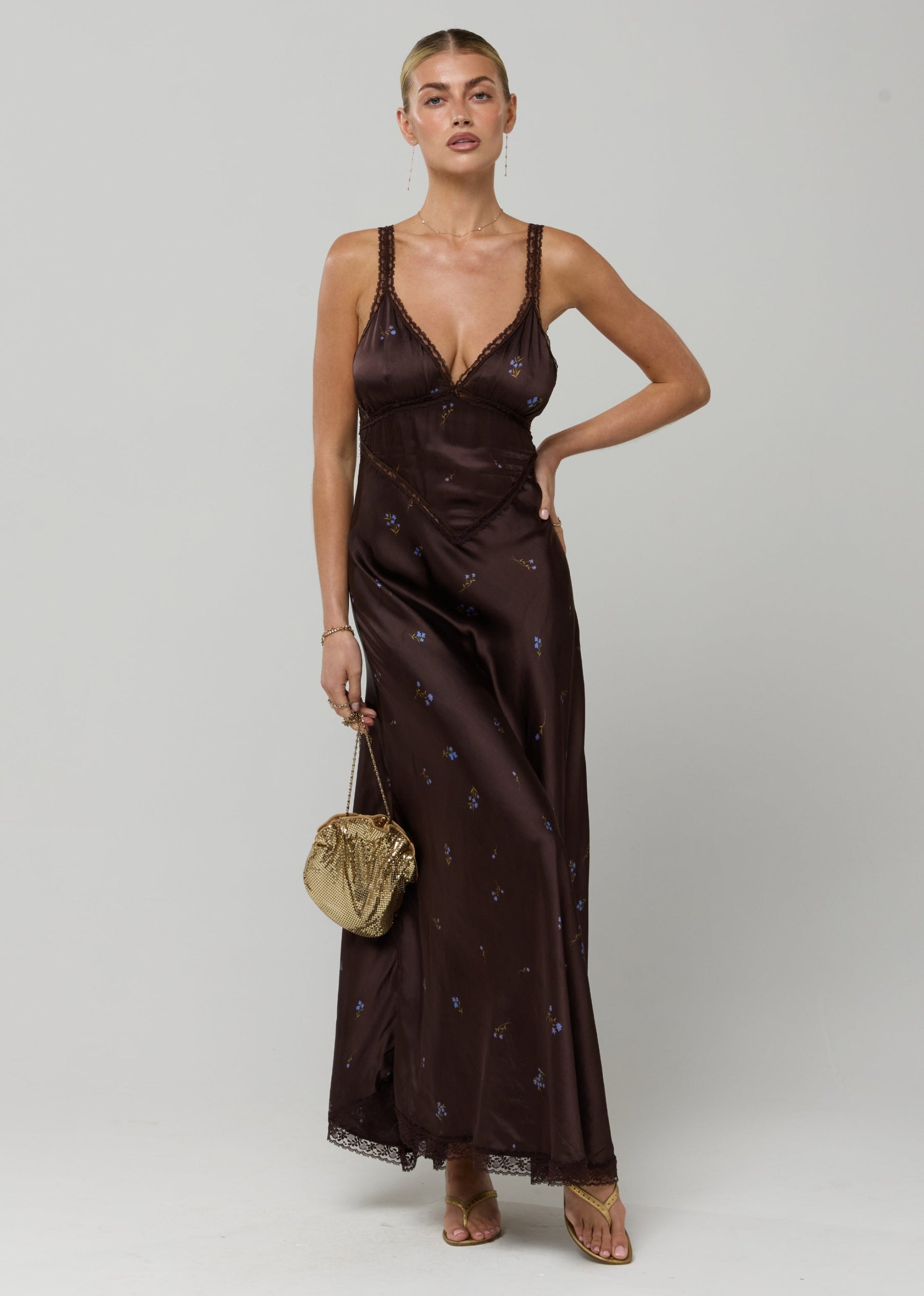 This is an image of Selena Dress in Blythe - RESA featuring a model wearing the dress