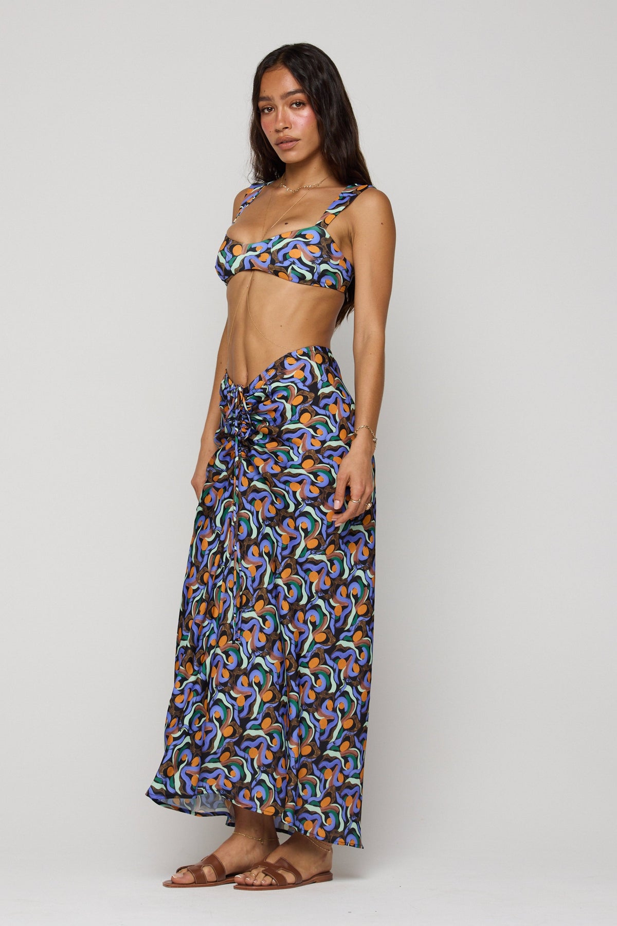 This is an image of Selma Bikini Top in Mystic - RESA featuring a model wearing the dress