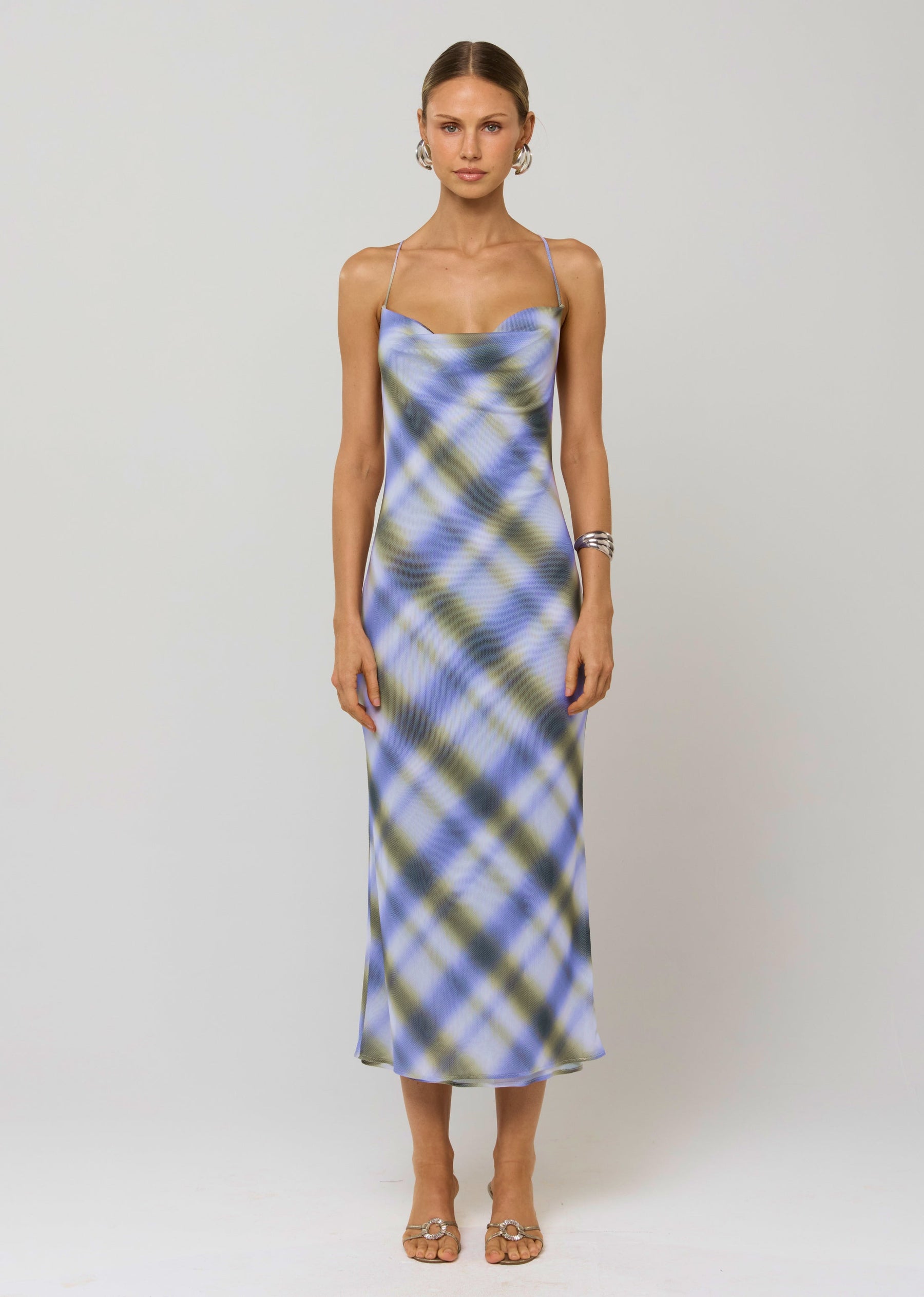 This is an image of Serena Dress in Blur - RESA featuring a model wearing the dress