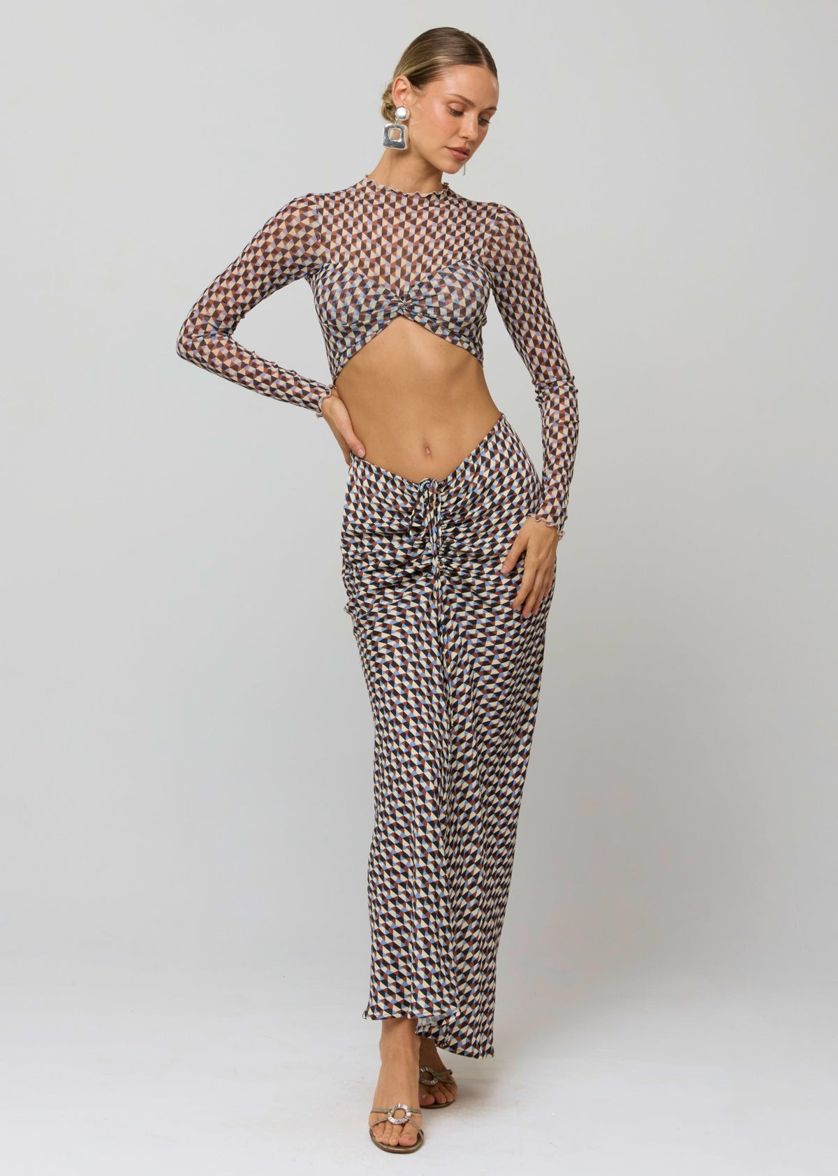 This is an image of Shelby Top in Mosiac - RESA featuring a model wearing the dress