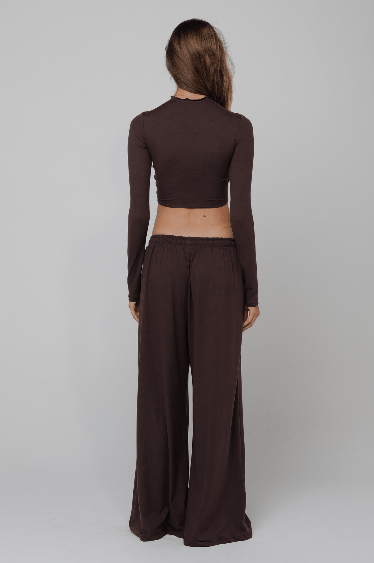 This is an image of Shelby Top Second Skin in Cacao - RESA featuring a model wearing the dress