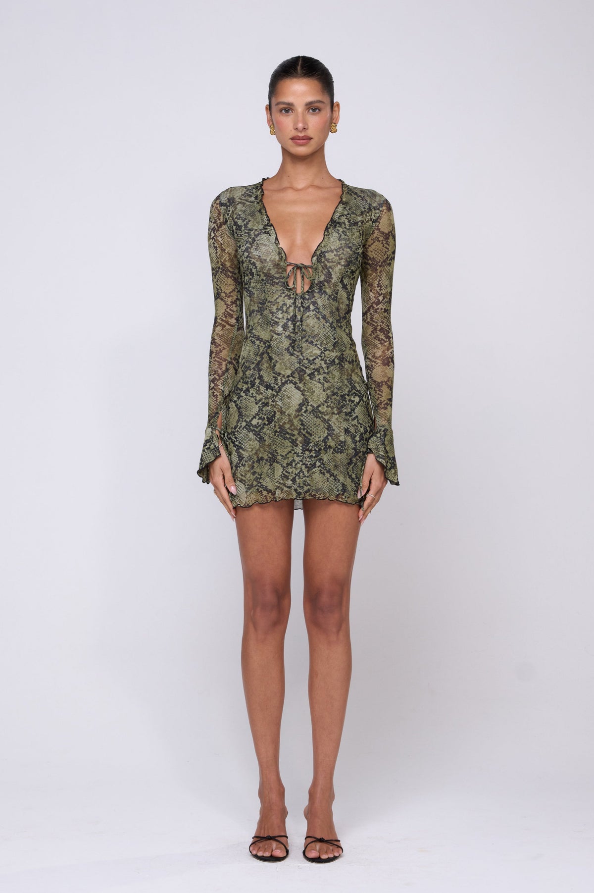 This is an image of Sloane Mini in Venom - RESA featuring a model wearing the dress
