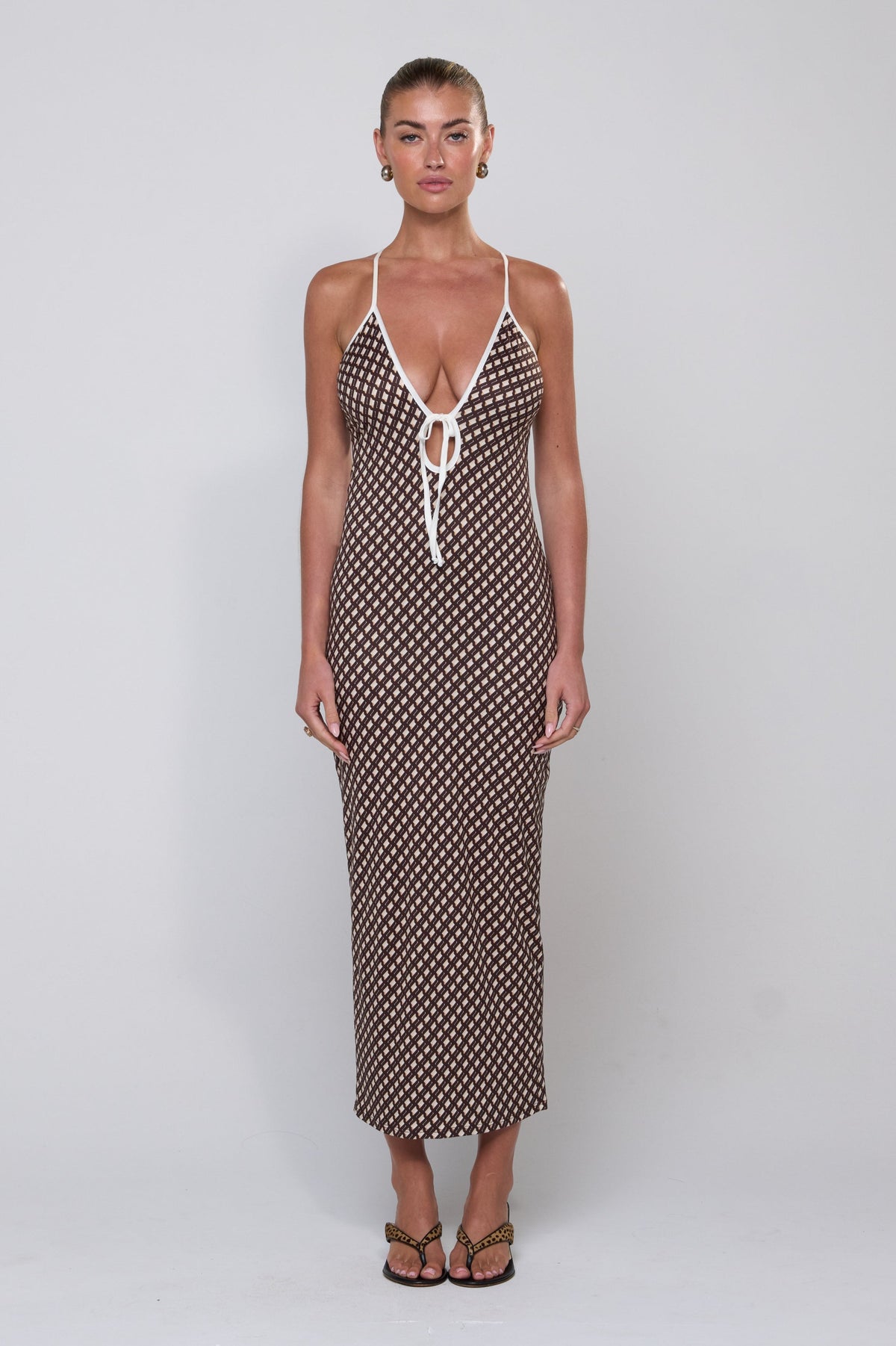 This is an image of Sophia Dress in Tulum - RESA featuring a model wearing the dress