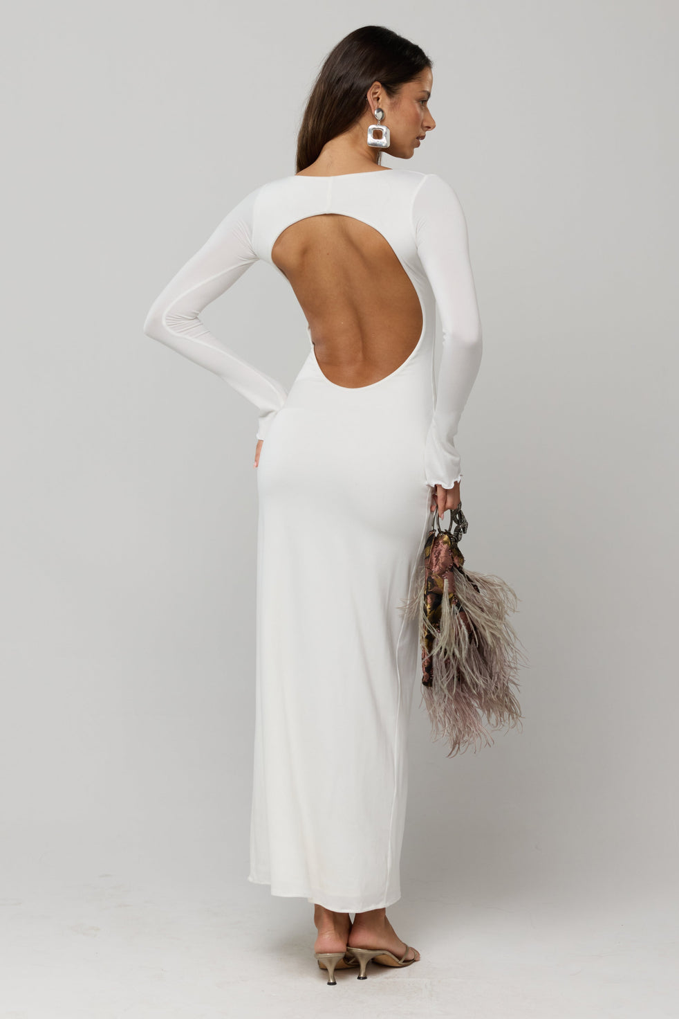 sylvia jersey maxi tier dress in White Knit – RESA Womens dresses