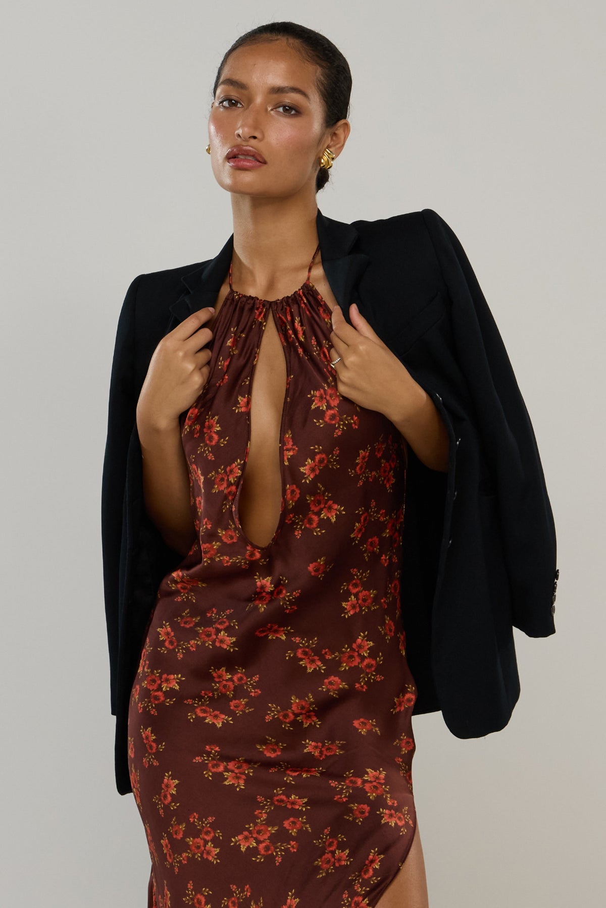 This is an image of Taylor in Mulberry - RESA featuring a model wearing the dress