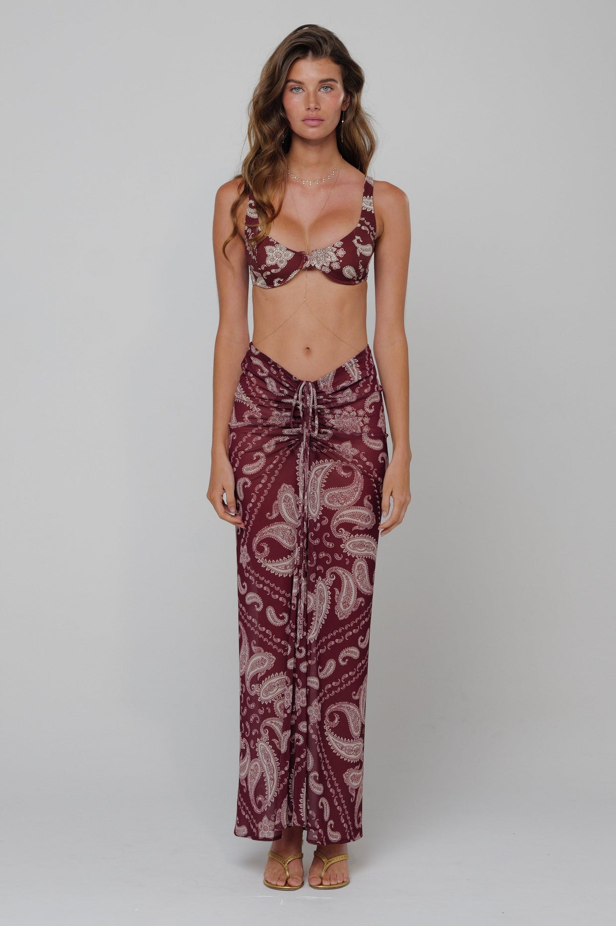 This is an image of Ziggy Mesh Skirt in Bronco - RESA featuring a model wearing the dress