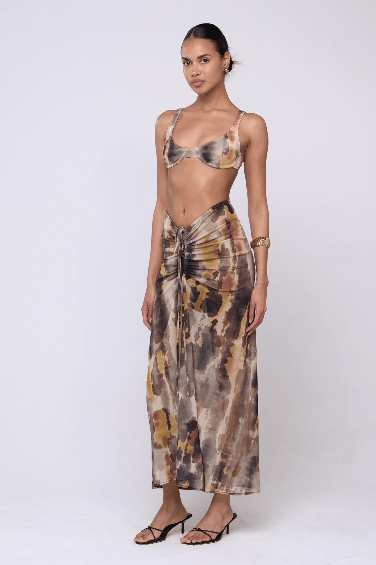 This is an image of Ziggy Mesh Skirt in Dusk - RESA featuring a model wearing the dress