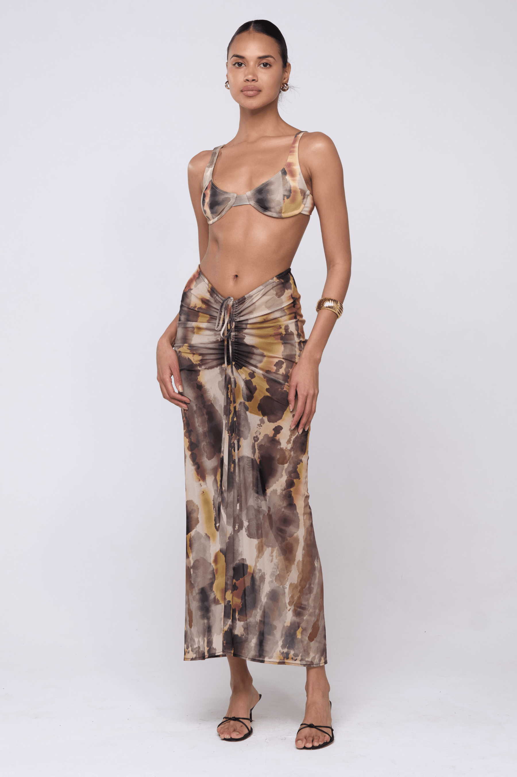 This is an image of Ziggy Mesh Skirt in Dusk - RESA featuring a model wearing the dress