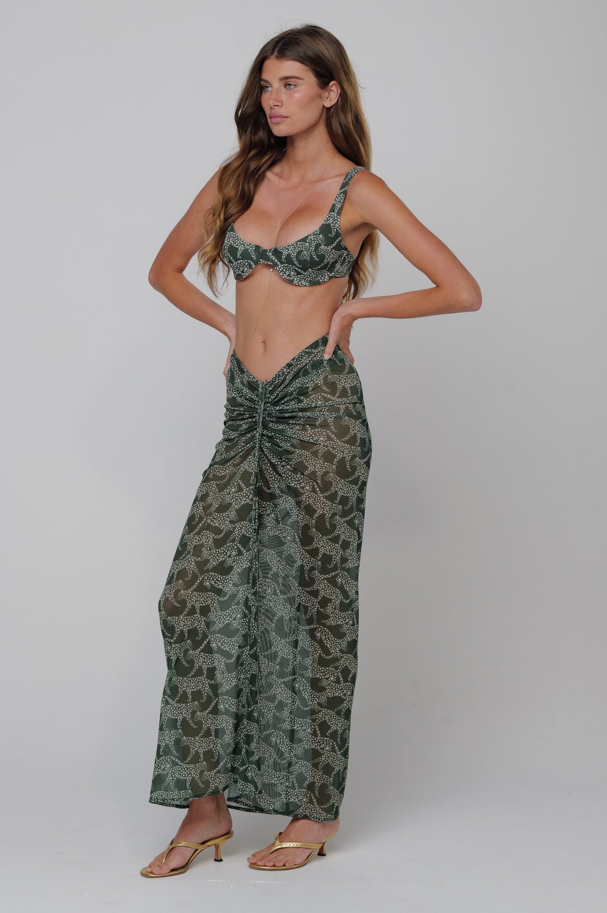 This is an image of Ziggy Mesh Skirt in Puma - RESA featuring a model wearing the dress