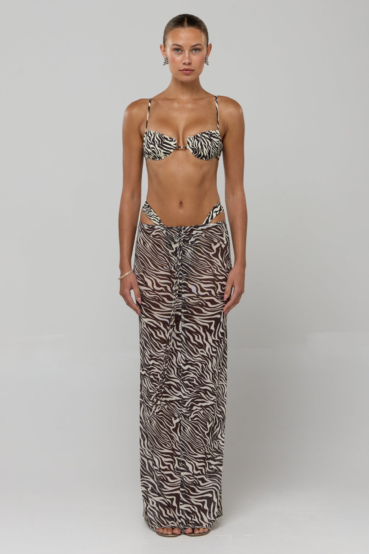 This is an image of Ziggy Mesh Skirt in Selva - RESA featuring a model wearing the dress