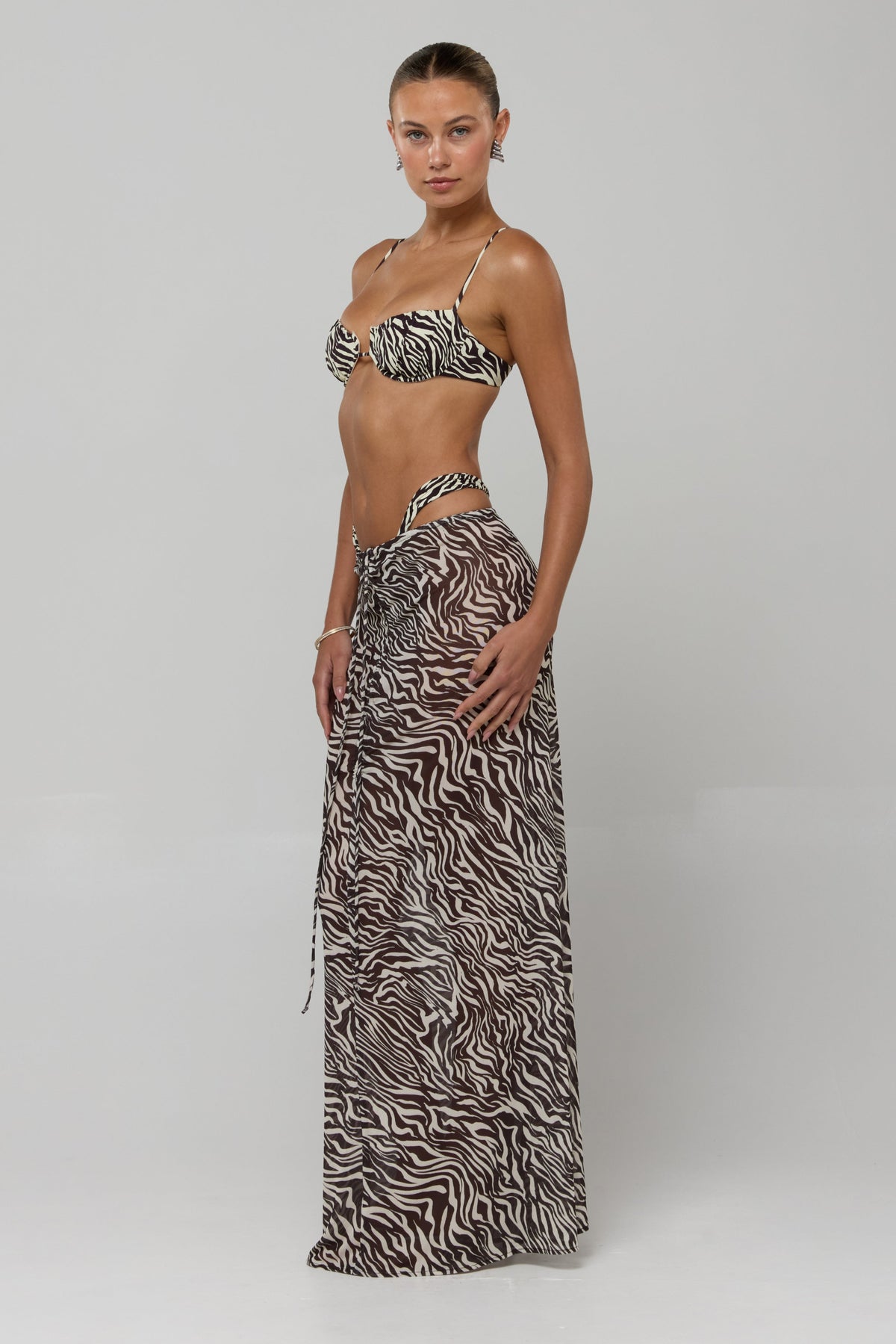 This is an image of Ziggy Mesh Skirt in Selva - RESA featuring a model wearing the dress