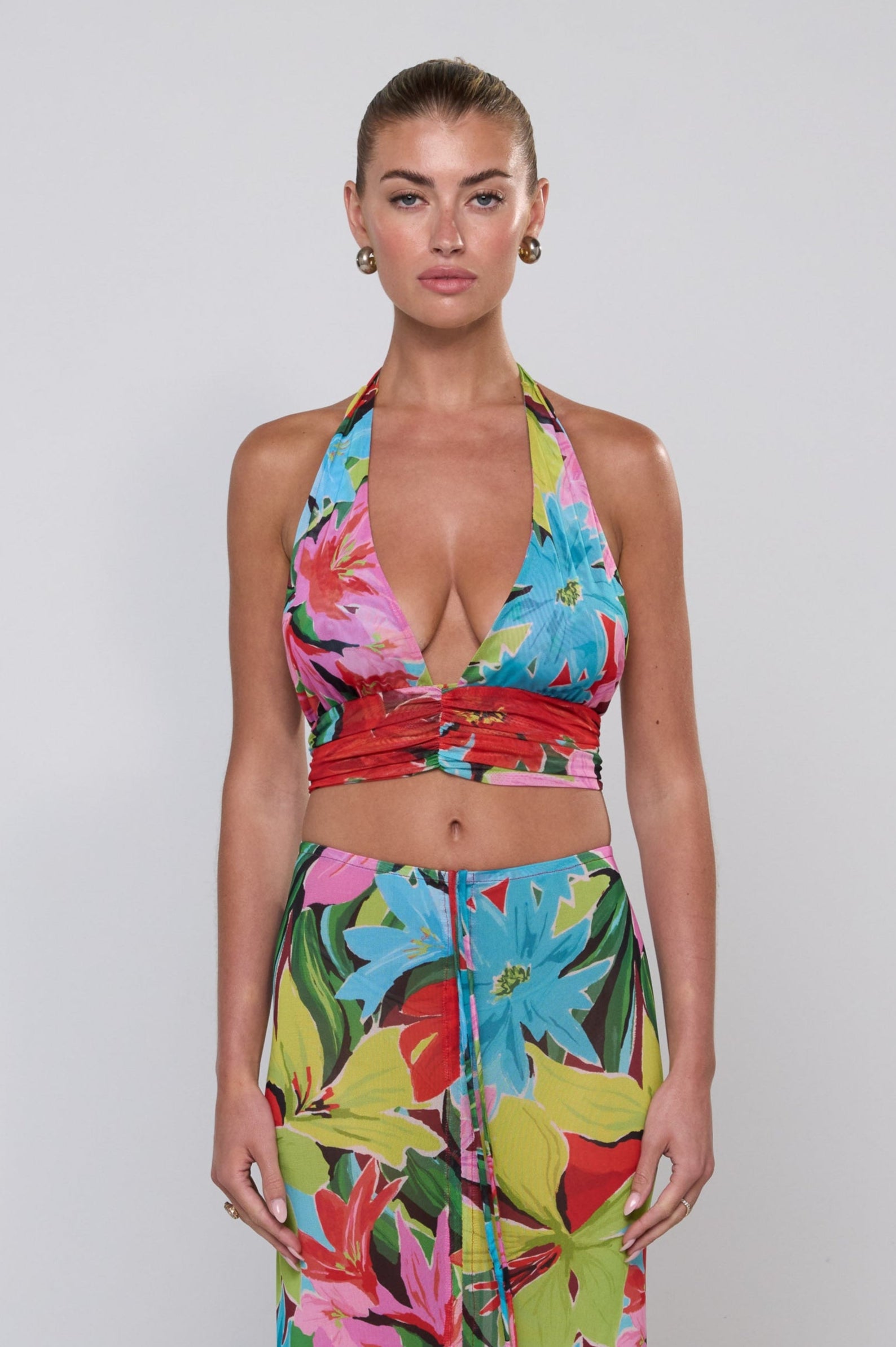 This is an image of Ziggy Mesh Skirt in Tropicana - RESA featuring a model wearing the dress