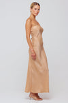 This is an image of Anna Slip in Sand - RESA featuring a model wearing the dress