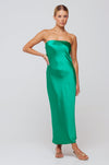 This is an image of Anna Slip in Verde - RESA featuring a model wearing the dress
