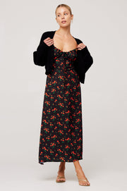 This is an image of Annette Cardigan in Black - RESA featuring a model wearing the dress