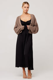 This is an image of Annette Cardigan in Chai - RESA featuring a model wearing the dress