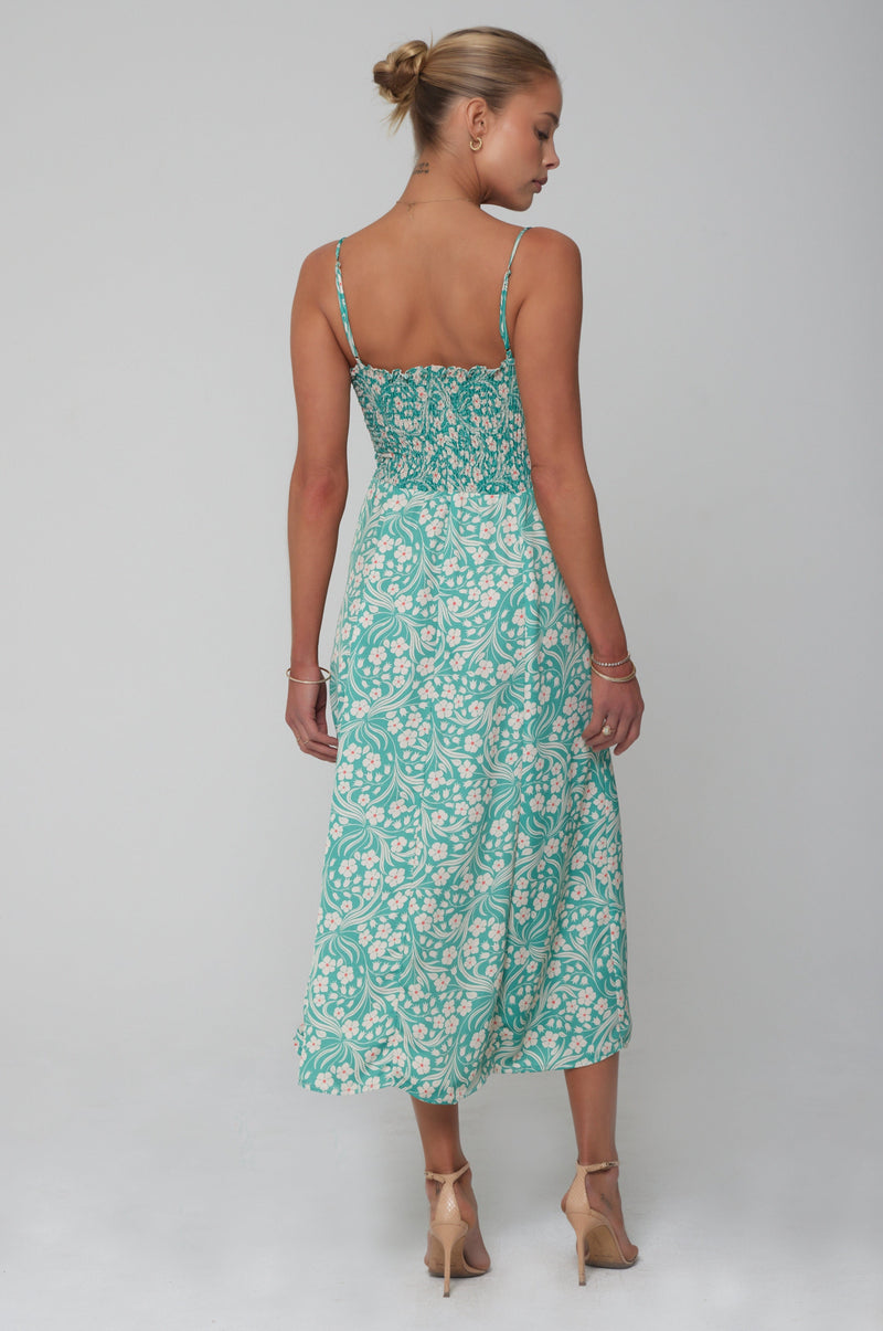 This is an image of Ashley Midi in Maldives - RESA featuring a model wearing the dress