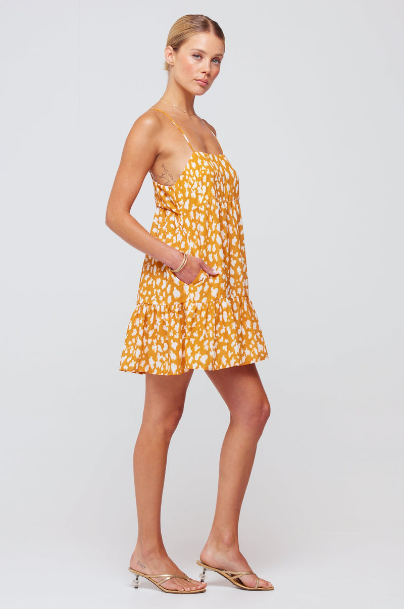 This is an image of Chloe Mini in Animal - RESA featuring a model wearing the dress