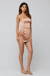 This is an image of Cindy Mini in Copper - RESA featuring a model wearing the dress