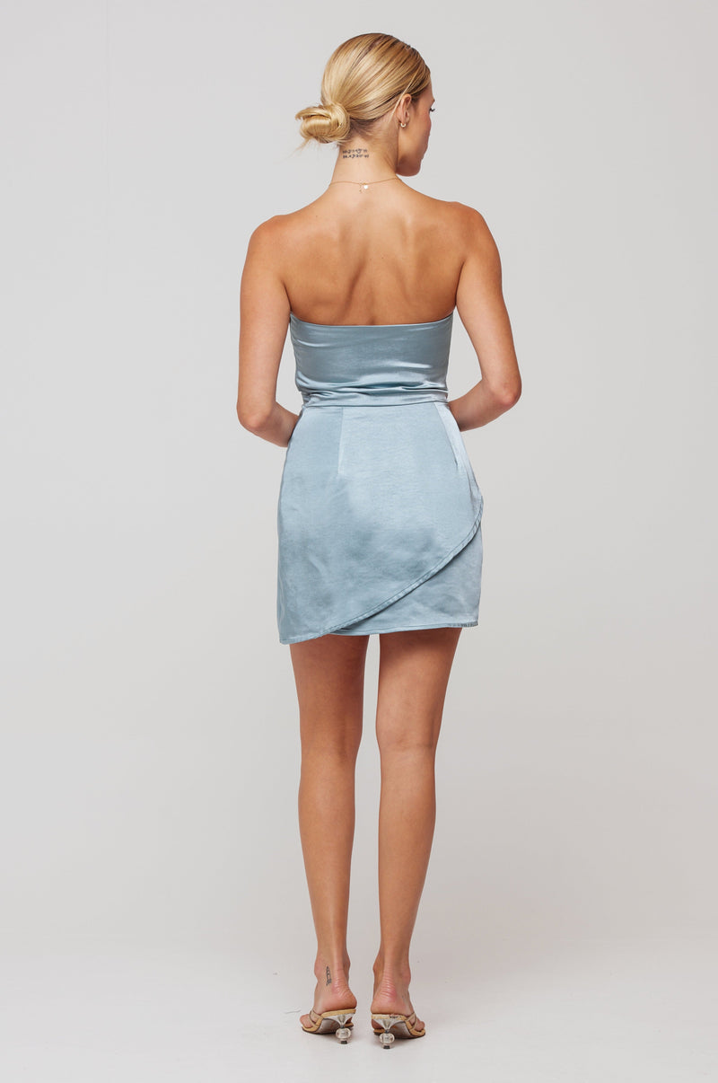 This is an image of Cindy Mini in Slate - RESA featuring a model wearing the dress