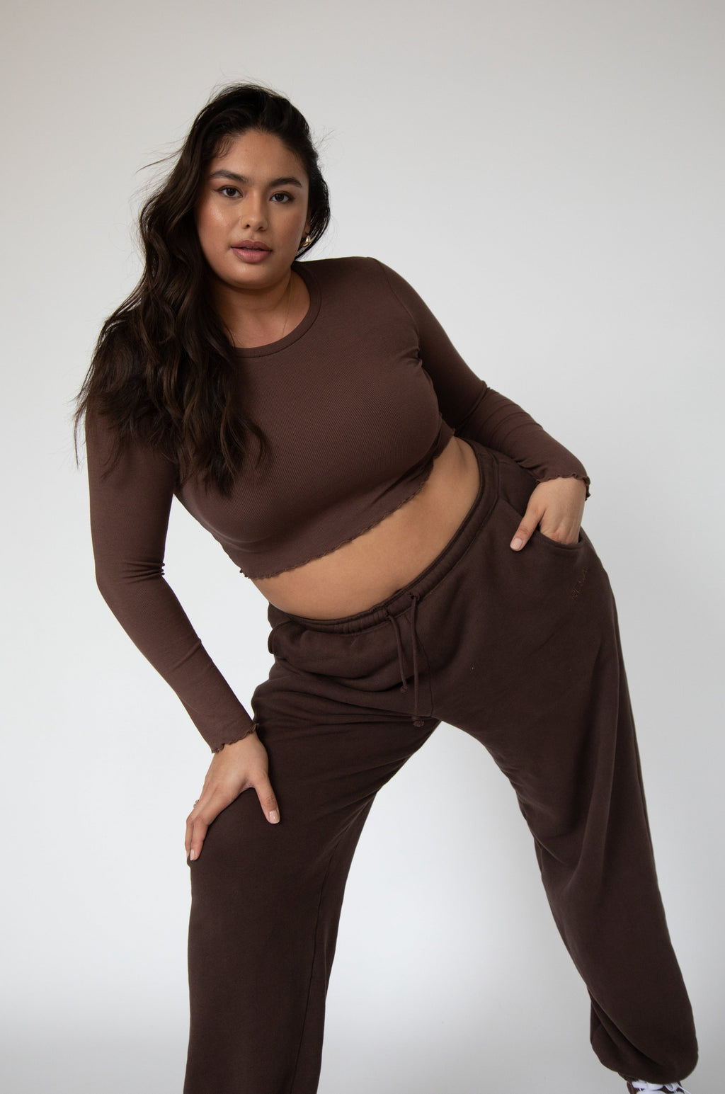 This is an image of Eddy Top in Brown - RESA featuring a model wearing the dress